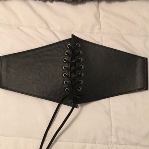 Black leather corset belt